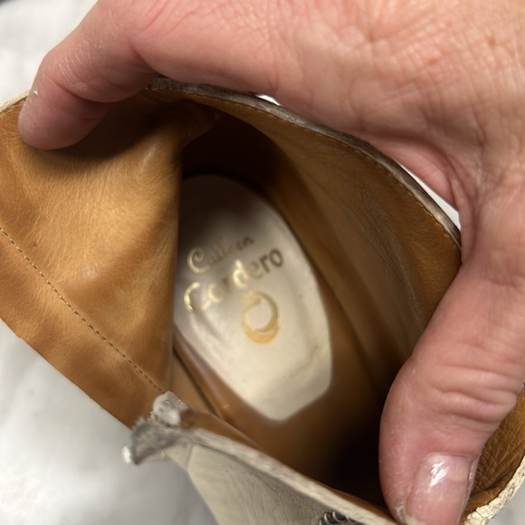 Calleen Cordero Cream Leather Embellished Ankle Western Inspired Bootie 7.5 - Picture 11 of 12